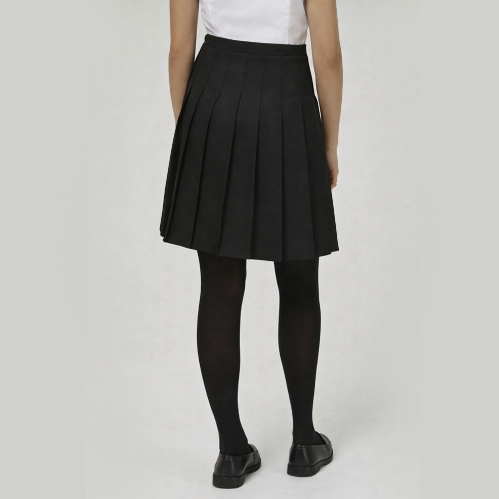 Senior Stich Down Pleated Skirt - Black