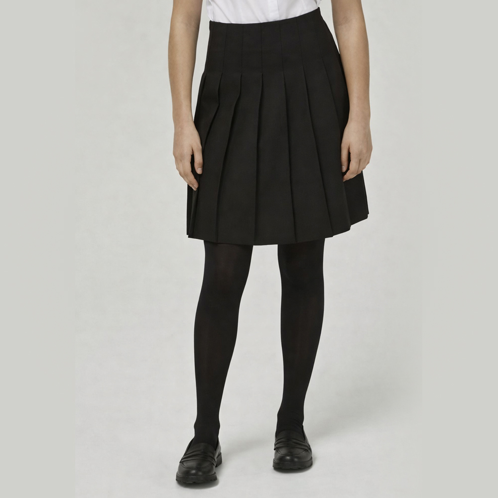 Senior Stich Down Pleated Skirt - Black